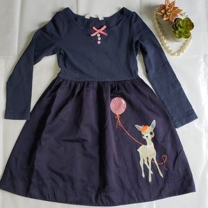 H&M Fall Girls Dress Navy Blue Deer Sz 4-6